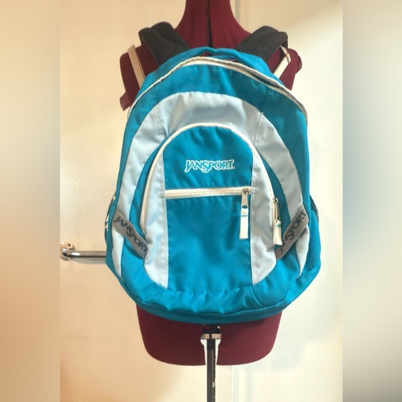 JanSport Blue and White Backpack - Picture 1 of 7